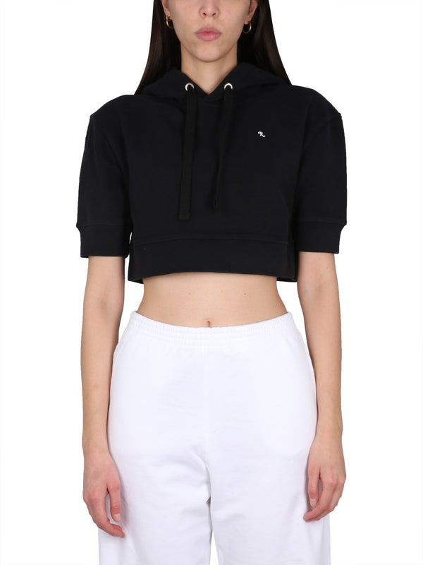 Black Sweatshirt With Logo Embroidery Cotton Sweatshirts