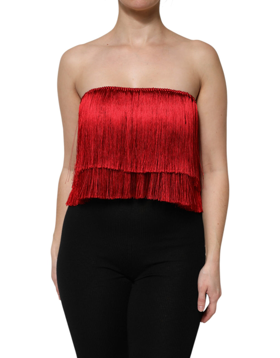 Dolce & Gabbana 92% Silk 8% Elastane crop top in red