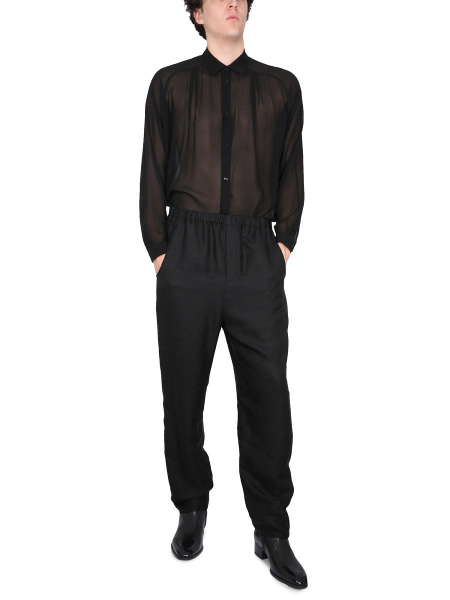 High Waist Pants Black Viscose Trousers
