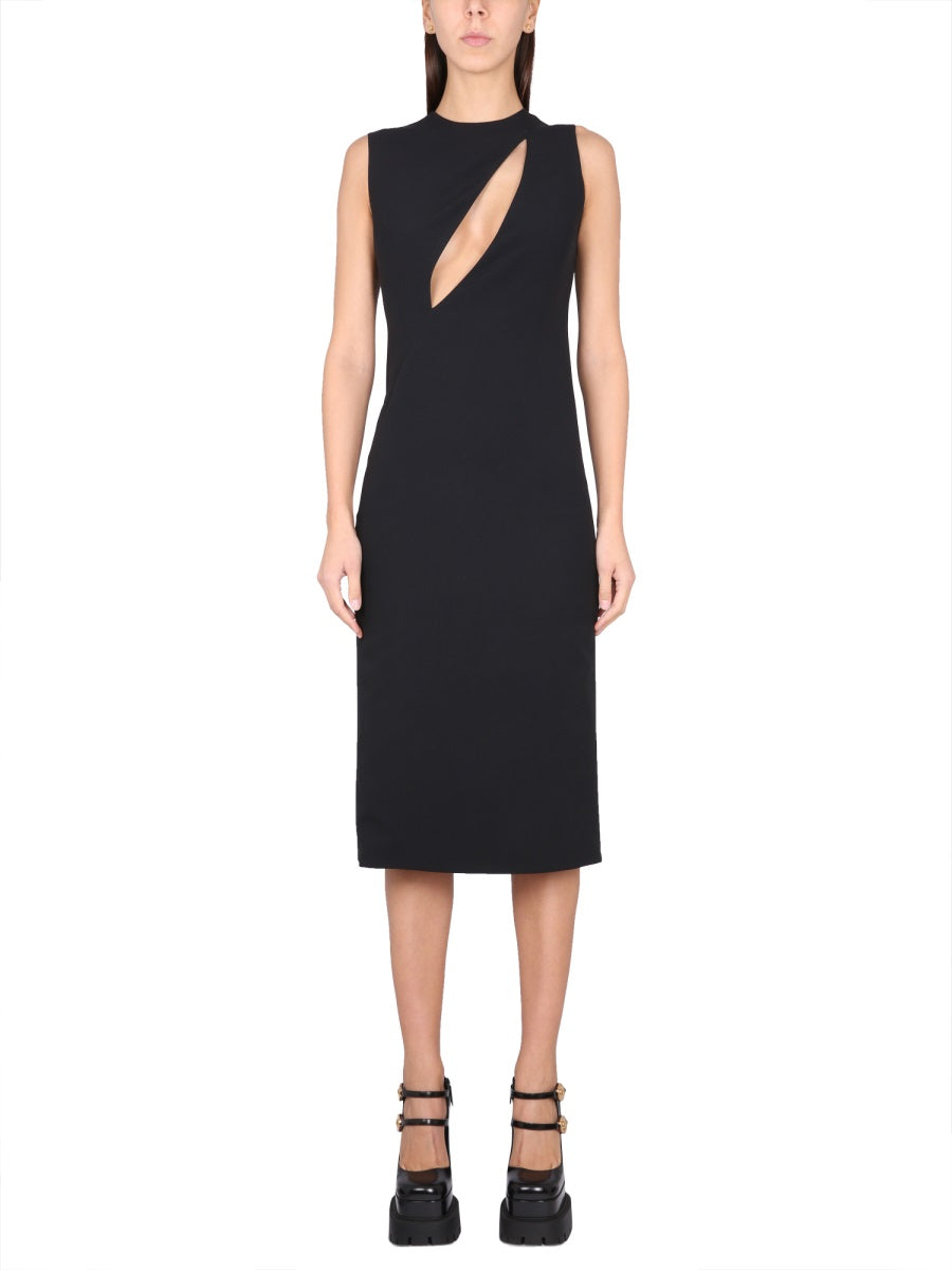 Sleeveless Midi Dress With Cutouts Black Outer Fabric: Viscose