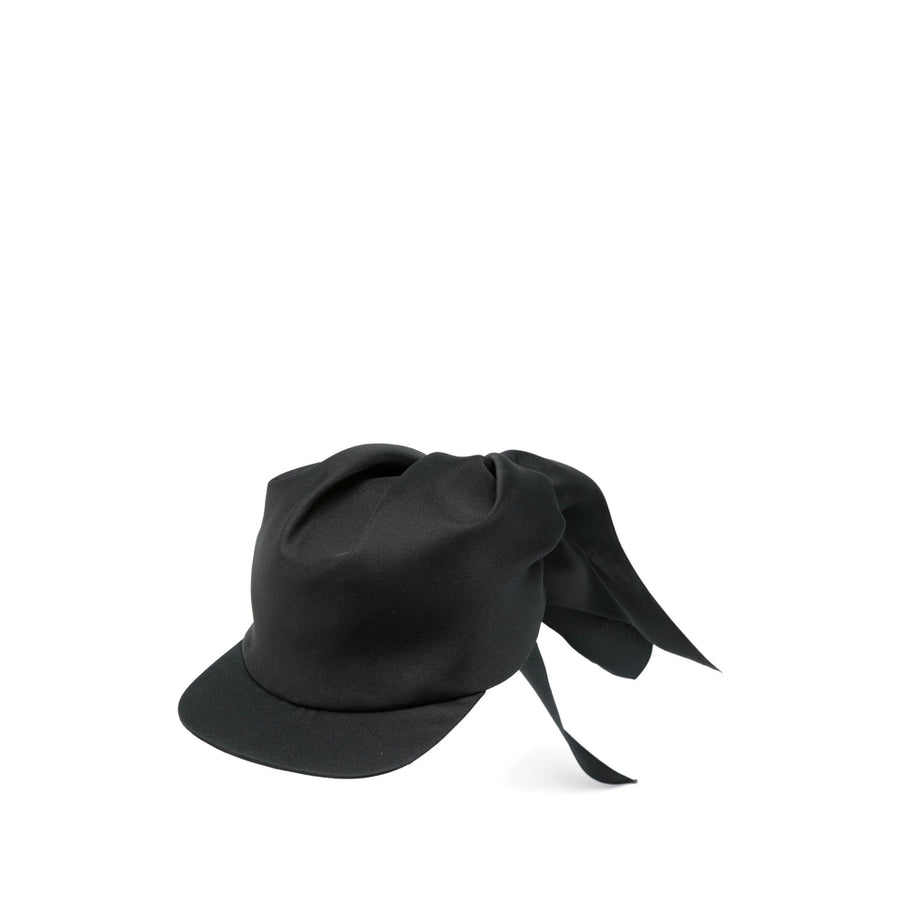 Cap With Bow Detail Black Silk Silk; Lining: Cotton Hat