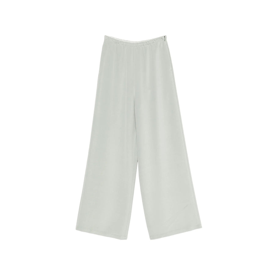 Wide-Leg Silk Trousers Green