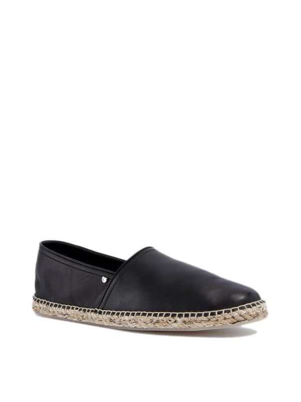 Ferragamo Leather espadrille flat in black