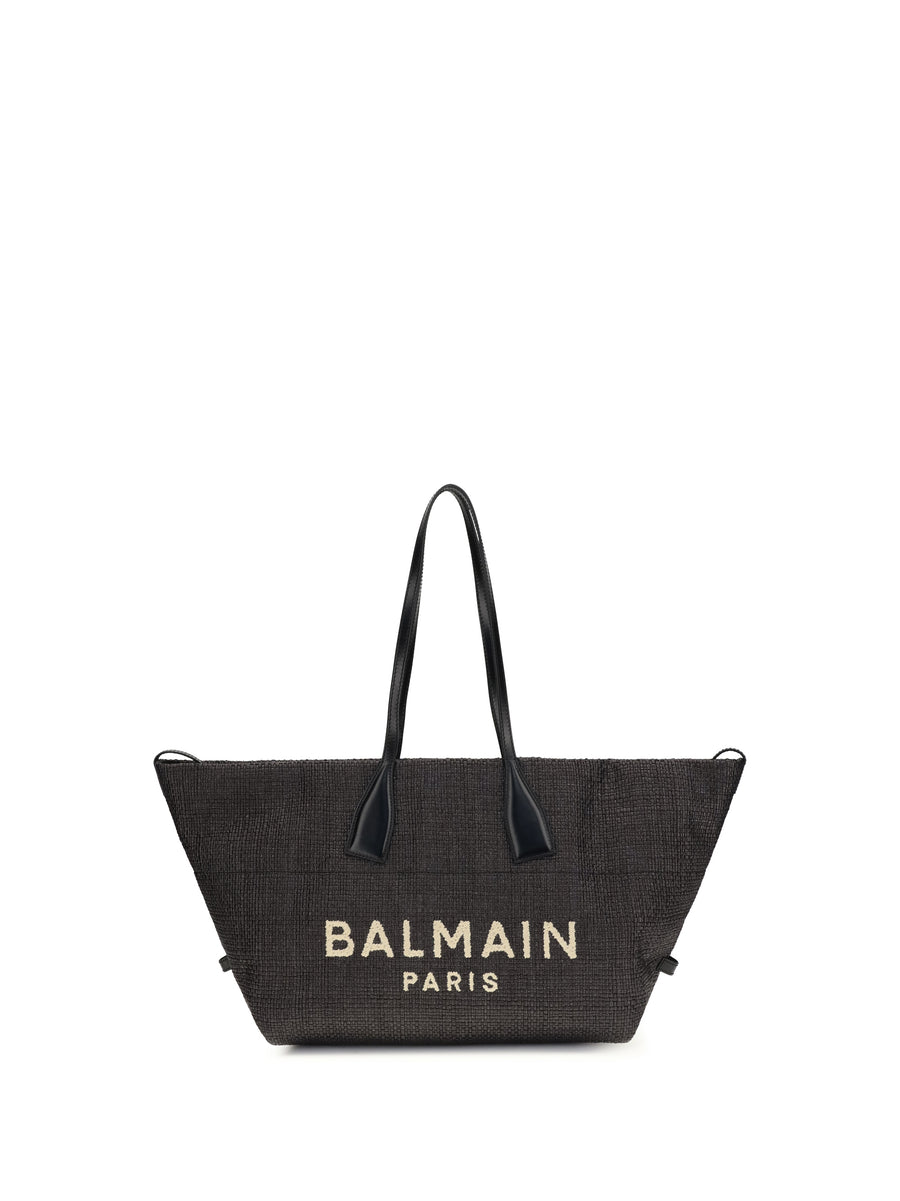 Track Shoulder Bag Leather And Raffia Noir