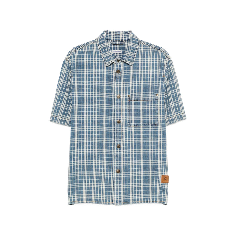 Short-Sleeved Shirt Garret Blue Check Cotton Blue/neutrals
