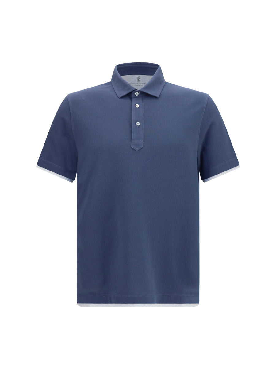 Brunello Cucinelli 100% Cotton polo shirt in navy
