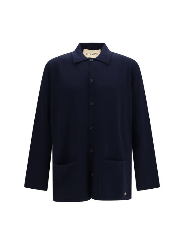 Valentino 100% Merino Wool Ovis Aries cardigan in navy
