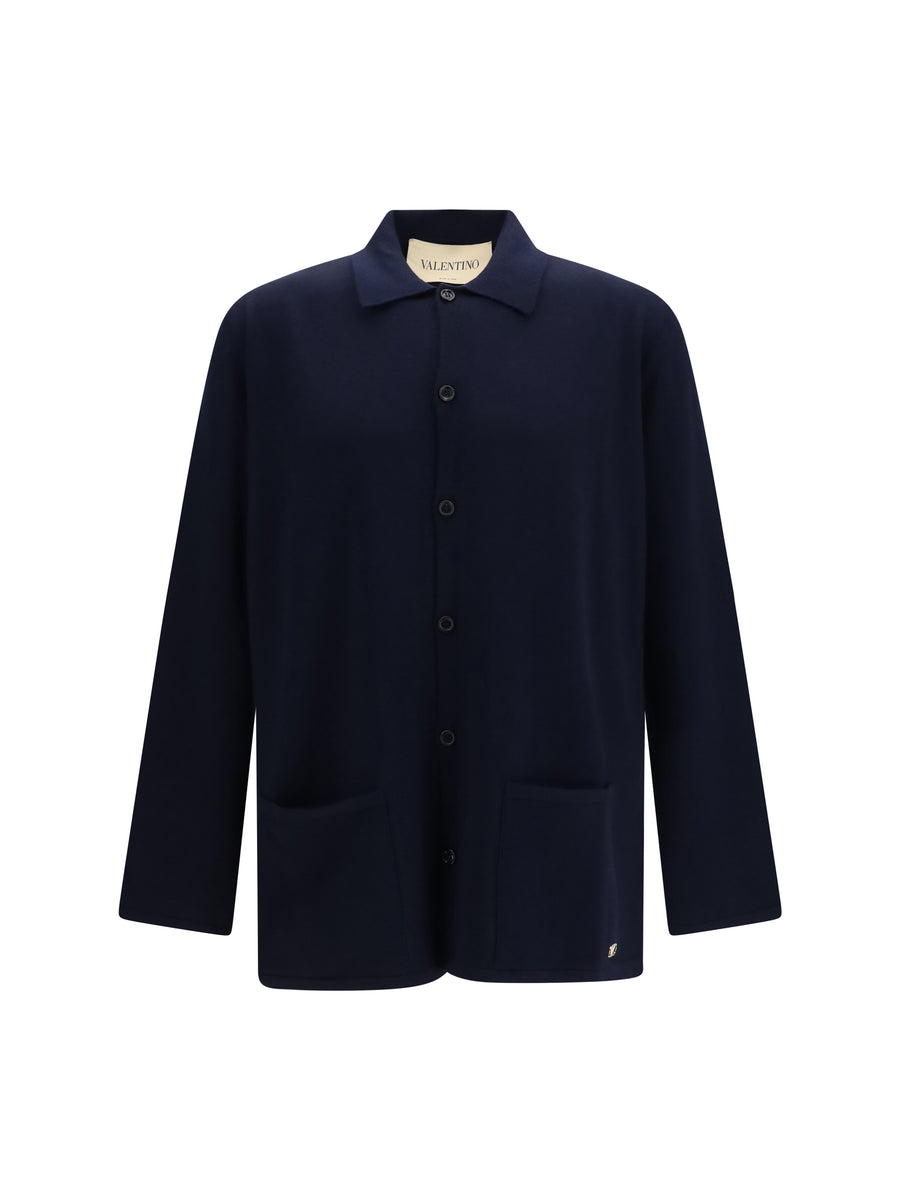 Cardigan Vlogo Navy Merino Wool