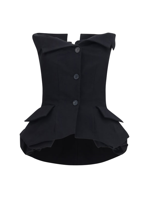 Magda Butrym 90% Silk bustier top in black