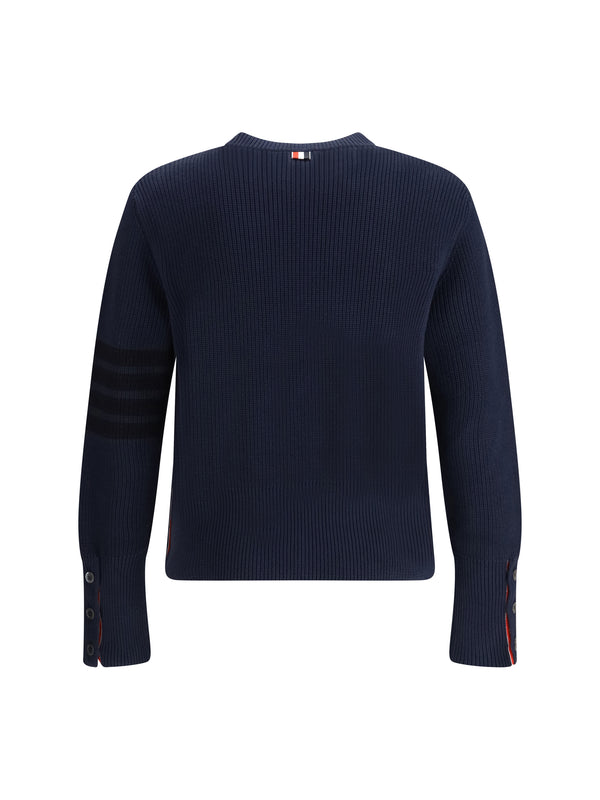 Sweater 4-Bar Navy Cotton