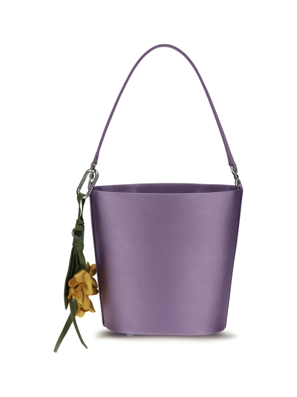 Satin Bucket Bag Lilac Polyester