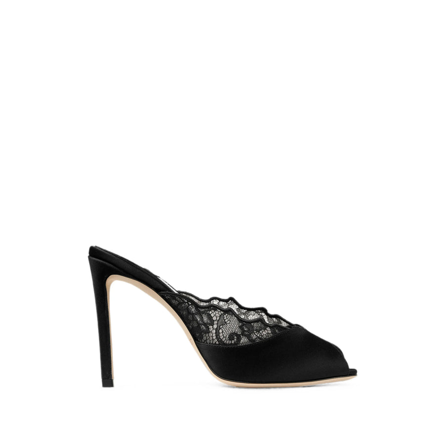Mules Brigitte 100 Black Satin Satin/calf Leather