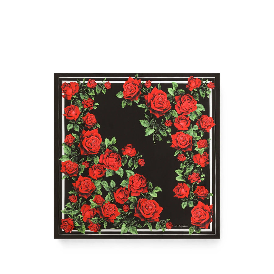 Silk Printed Scarf Black/red