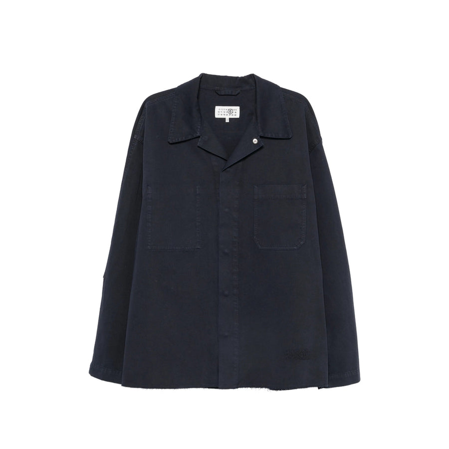 Shirt Jacket Navy Blue Cotton