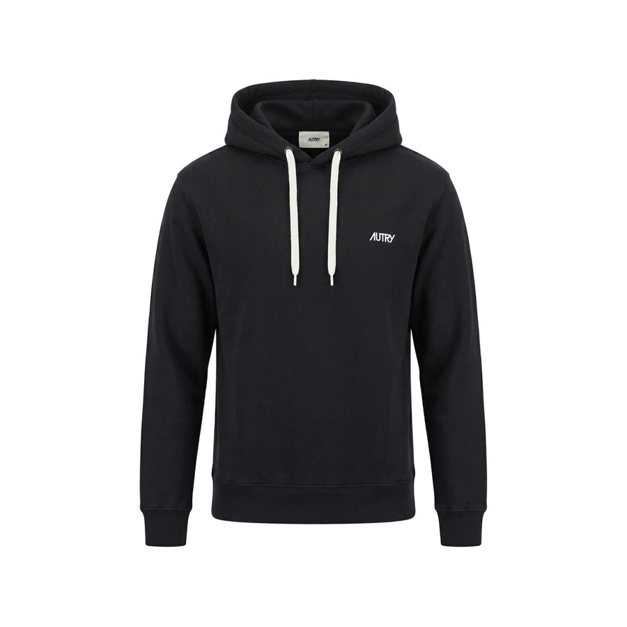 Hooded Sweatshirt With Logo Print Black Cotton