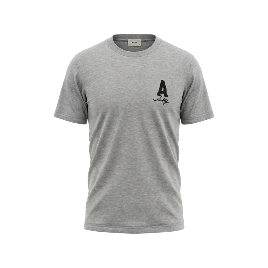 T-Shirt With Logo Print Grey Jersey Cotton T-shirts