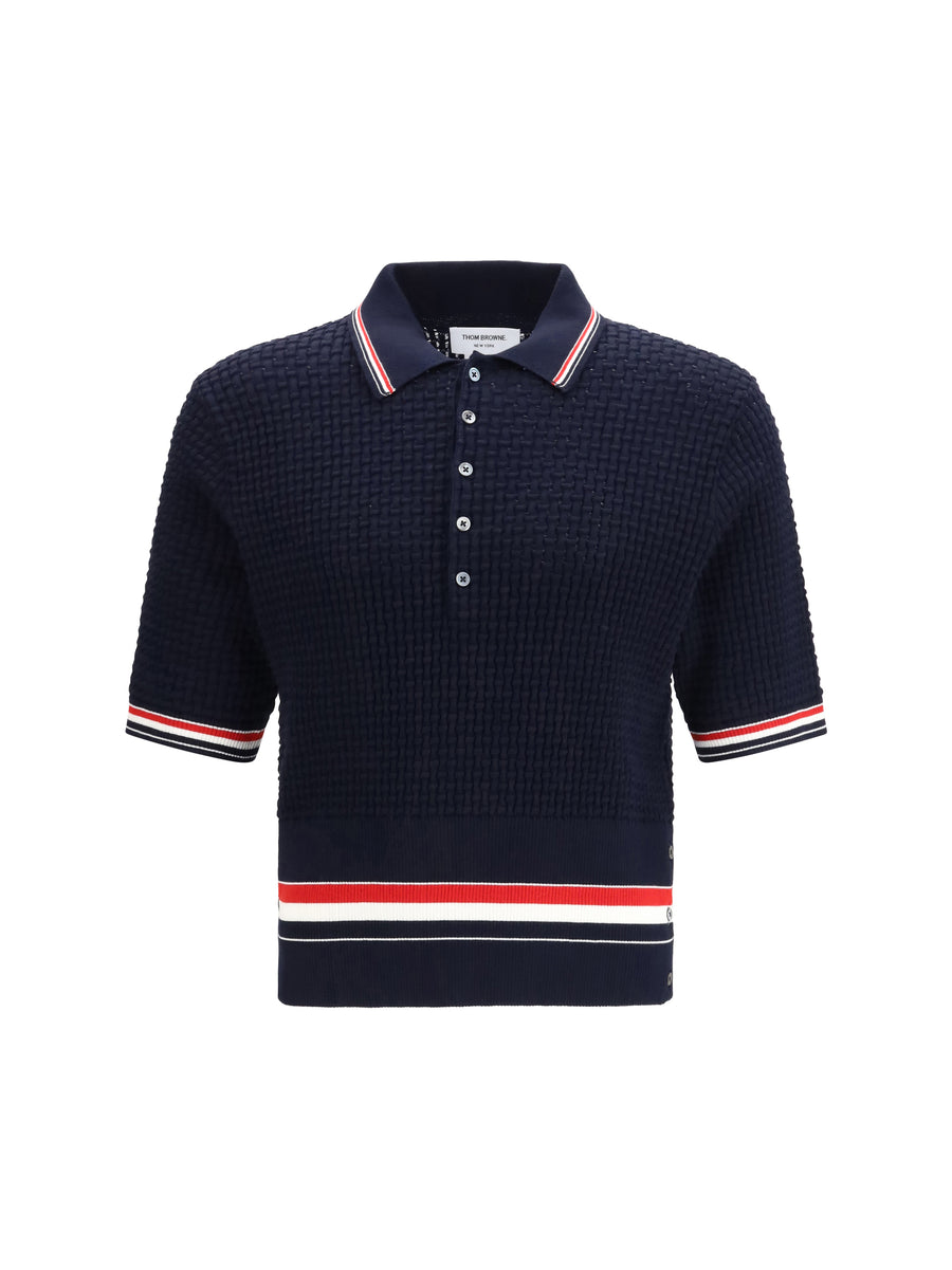 Thom Browne 100% cotton polo in navy
