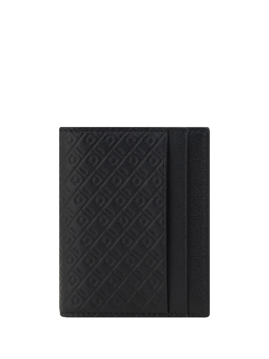 Ferragamo 100% Calf Leather Bos Taurus card holder in black