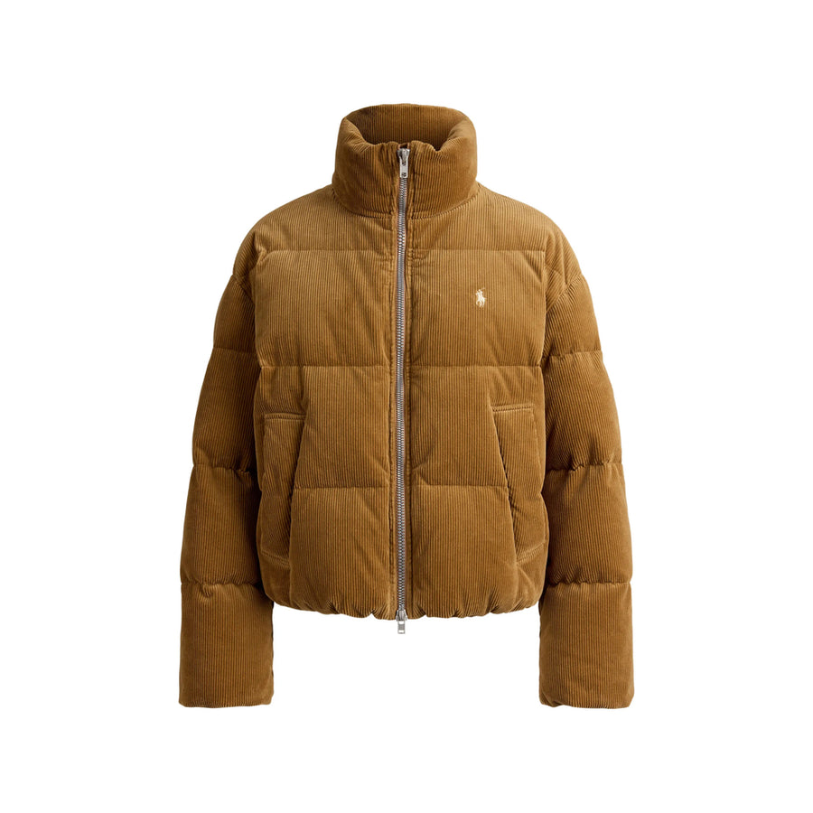 Quilted Corduroy Coat Brown Cotton Puffer Jackets