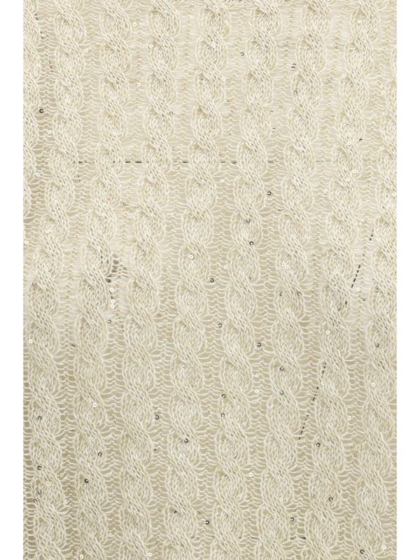 Linen Sweater Dazzling Cable Beige