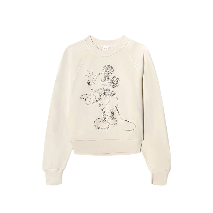 Cotton Sweatshirt With Mickey Mouse Studs Neutrals Sweatshirts
