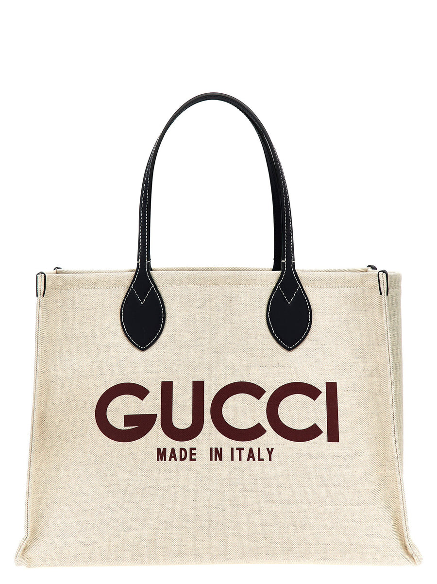 حقيبة تسوق Gucci شعار بنقشة كانفا — كشمري