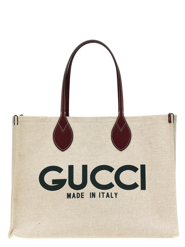 حقيبة توت بطبعة Gucci كانفا شعار — بيج