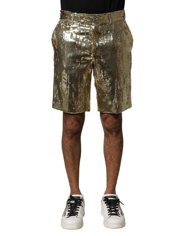Dolce & Gabbana 100% Polyester bermuda shorts in gold
