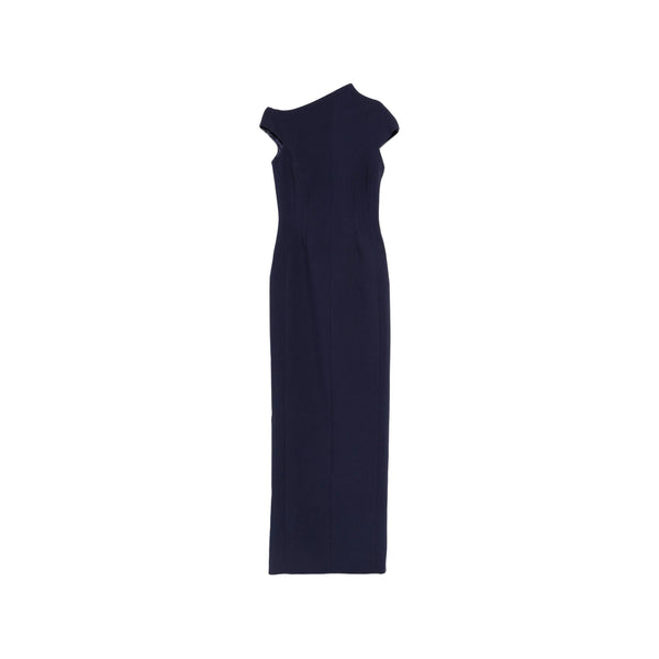 Evening Dress Blue Crepe Polyester