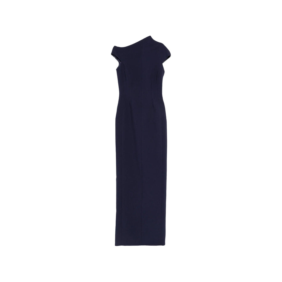 Evening Dress Blue Crepe Polyester