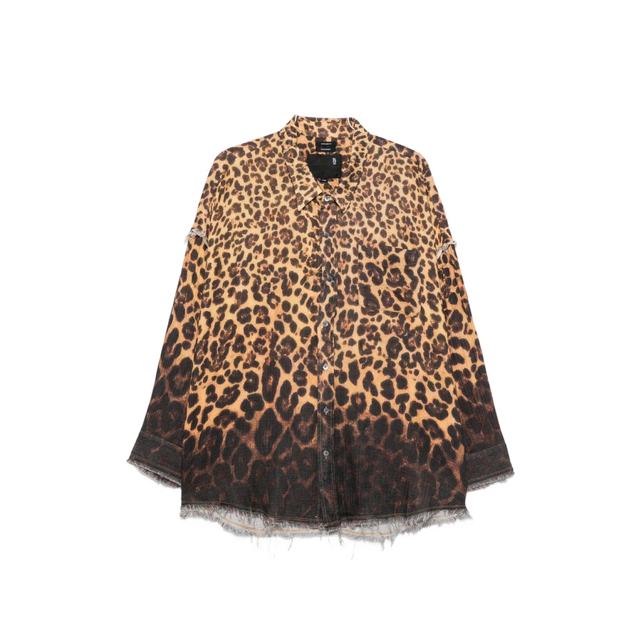 Shirt Leopard Print Cotton Neutrals/brown