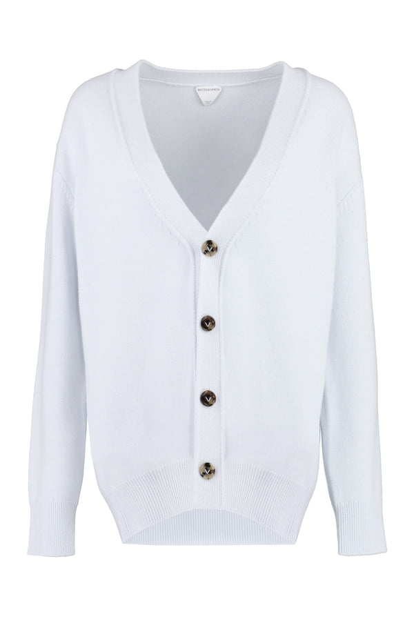 Cashmere Cardigan With Elbow Patches Light Blue Cardigans
