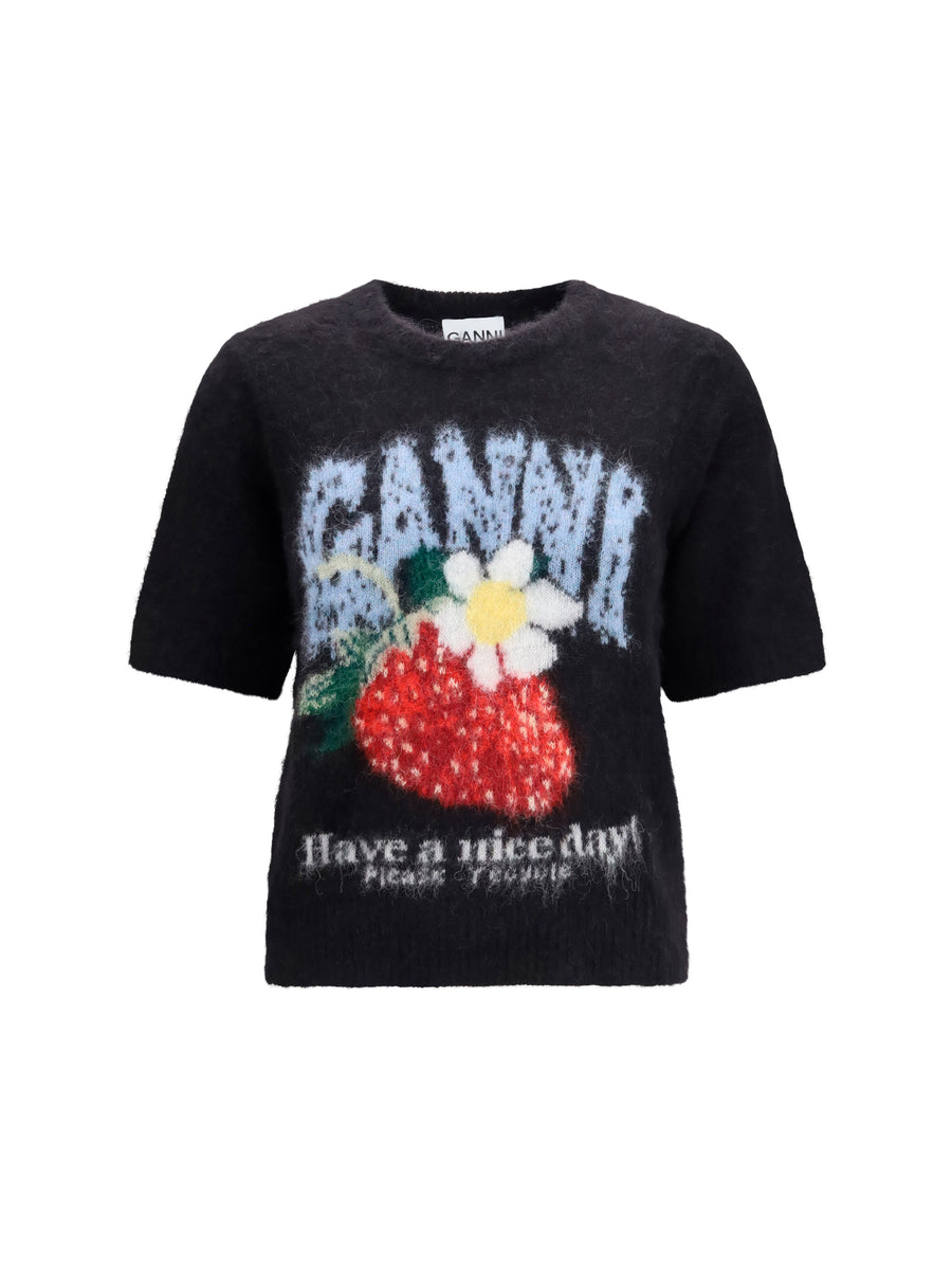 T-Shirt Alpaca And Wool Blend Black (vicugna Pacos) T-shirts & Jerseys