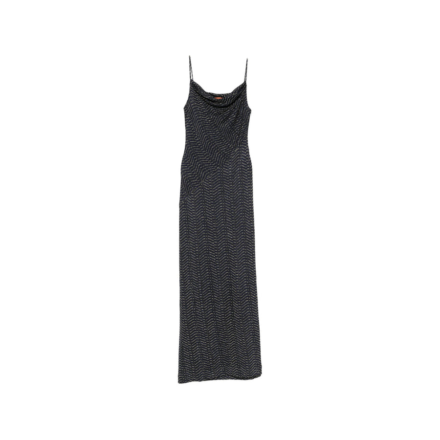 Knit Midi Dress Blue-Gold Blue/gold