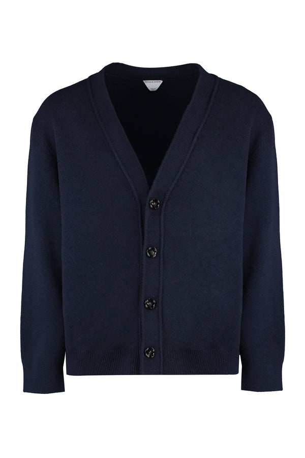 Cashmere Cardigan With Leather Details Blue Cardigans