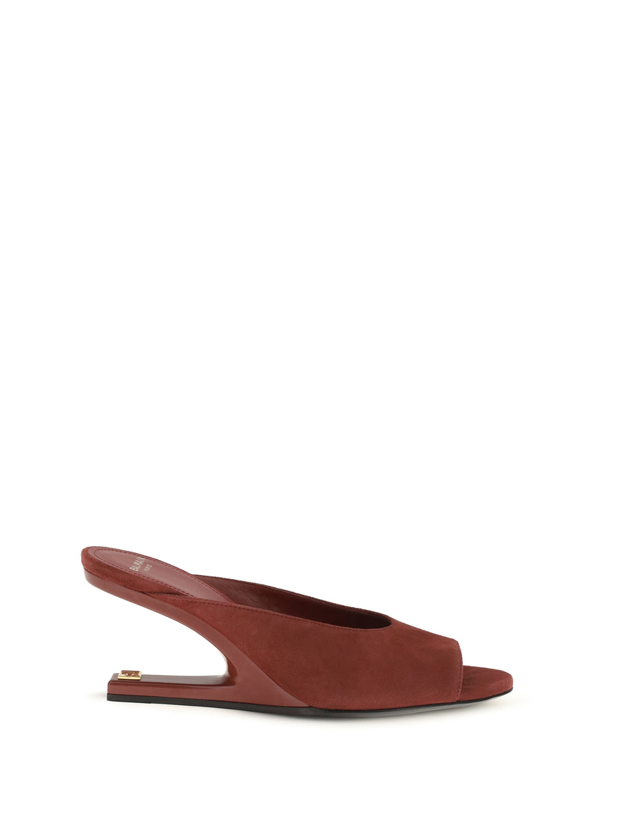 Balmain Upper: 100% goatskin; Sole: 100% calf leather slingback mule in red