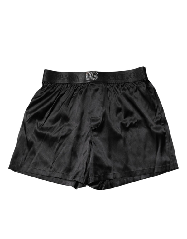 Black Logo Waist Regular Boxer Shorts Underwear Silk