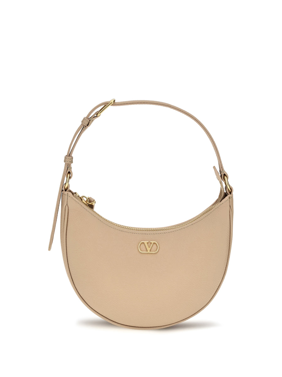 Mini Hobo Vlogo Signature Shoulder Bag Rose Sand Calf Leather Bos Taurus