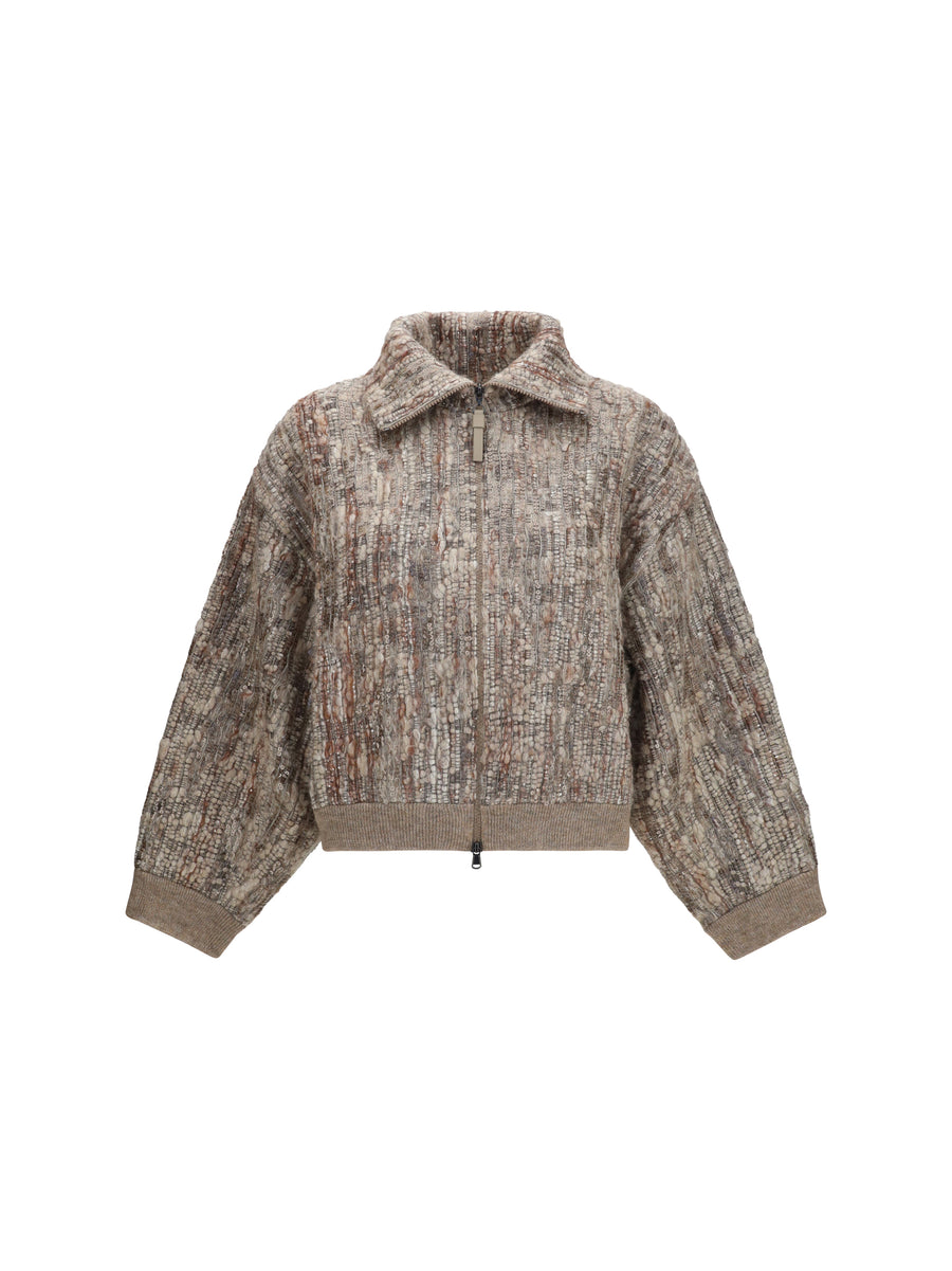 Zip Cardigan Beige Mohair Beige/multicolour