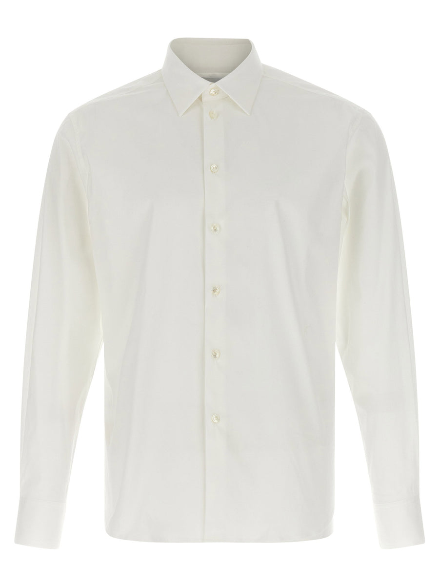 Ferragamo Stretch Cotton Poplin Shirt — Ivory