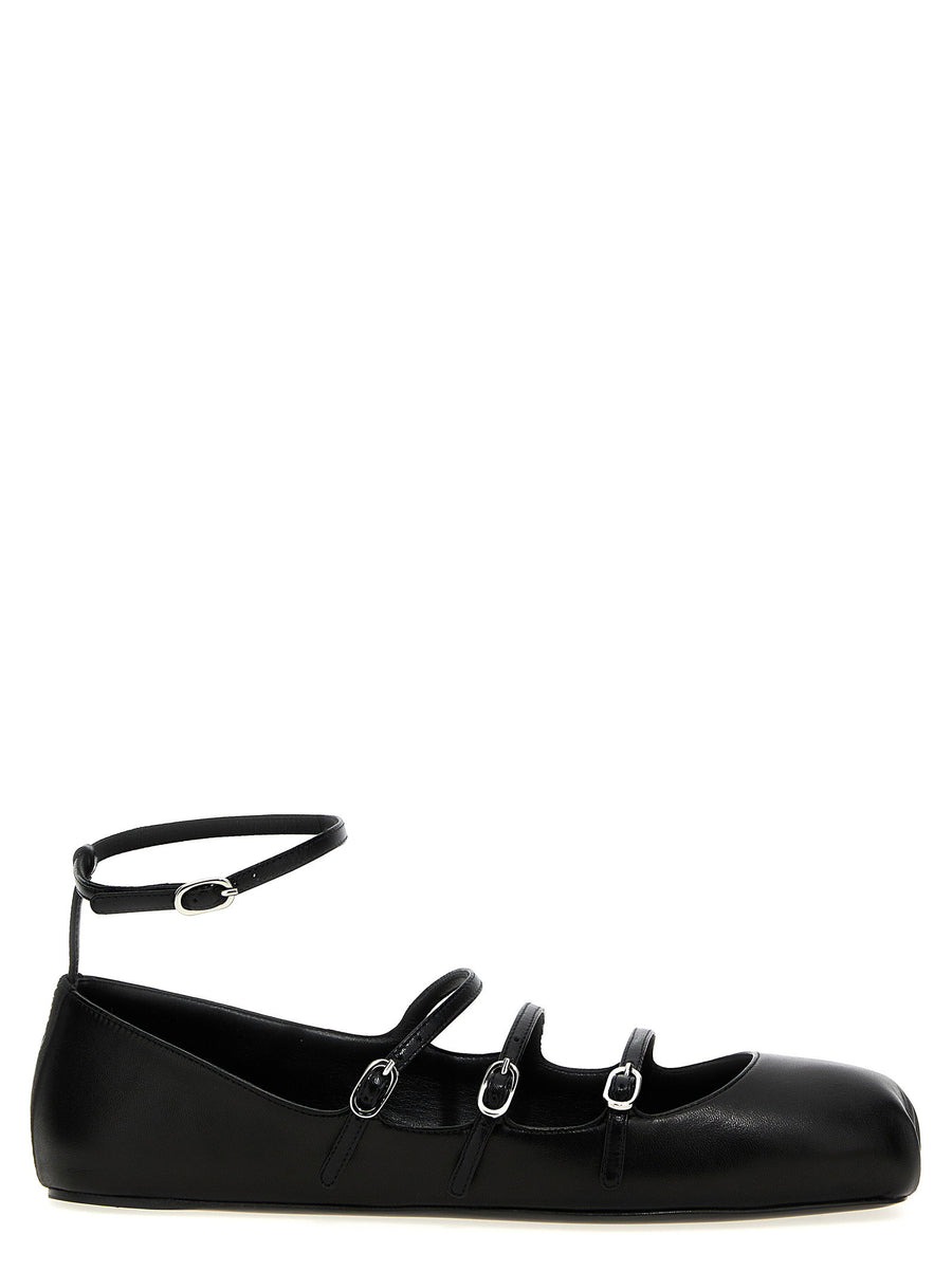 Alexander McQueen Multi-Strap Leather Ballet Flat — Black