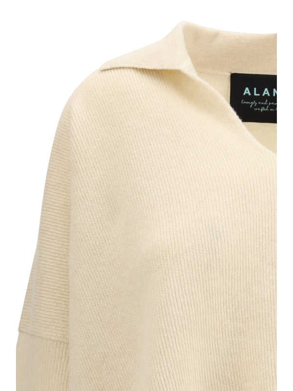 Sweater With Polo Collar Off White Cashmere (capra Hircus)