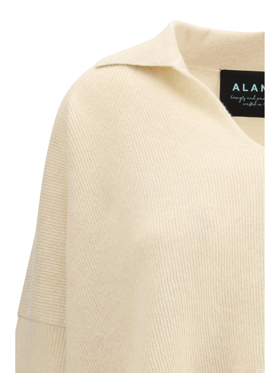 Sweater With Polo Collar Off White Cashmere (capra Hircus)