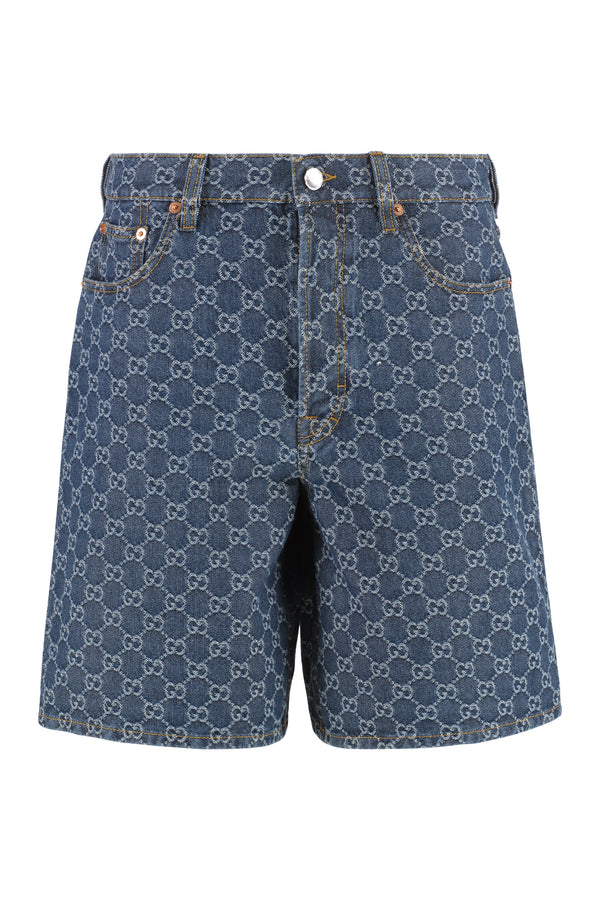 Jacquard Logo Denim Shorts