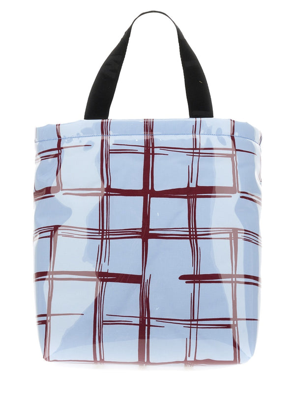Coated Canvas Tote Bag Blue Shoulder