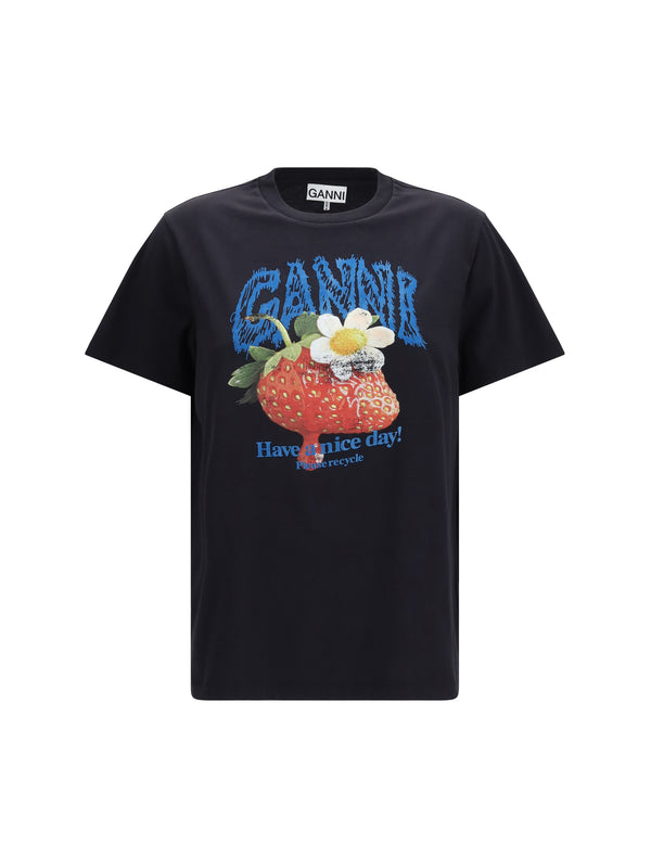 Ganni 100% Cotton t-shirt in black
