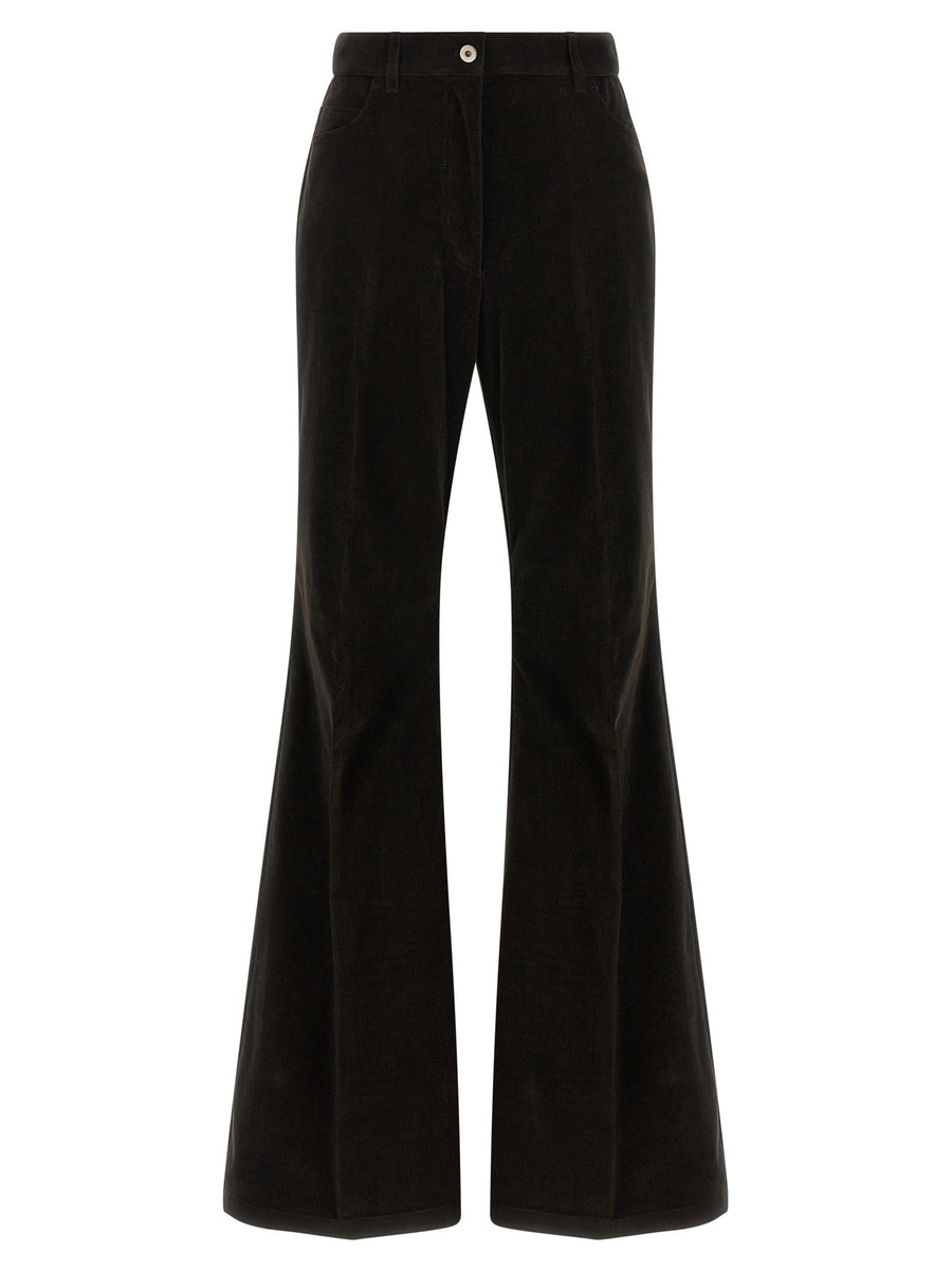 Ferragamo Velvet Flared Trousers — Black