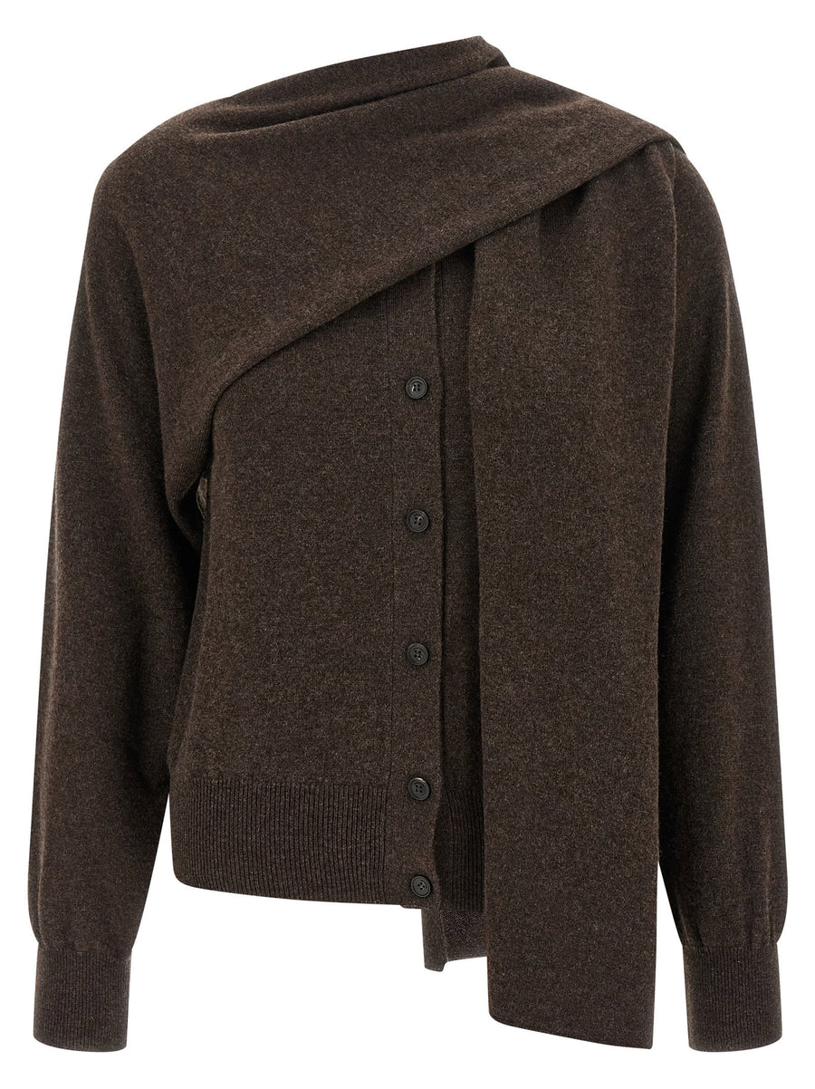 Ferragamo Scarf Cardigan — Brown