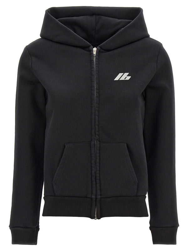 Balenciaga طبعة شعار قطن هودي — أسود