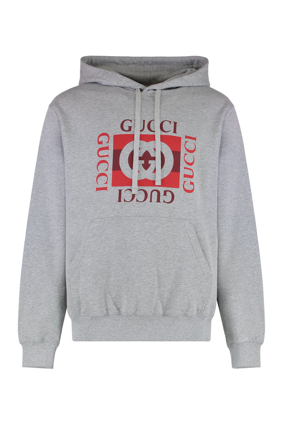 Gucci Logo Print Hoodie Grey Cotton; Cotton Jumpers